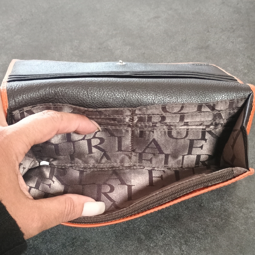 Furla Tangerine Pebbled Leather Continental Wallet - Silver Bow Edition GUC - Picture 5 of 14